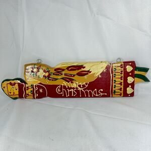 Vintage J.D.I. Inc Wooden Merry Christmas Angel sign Christmas Decor hanging